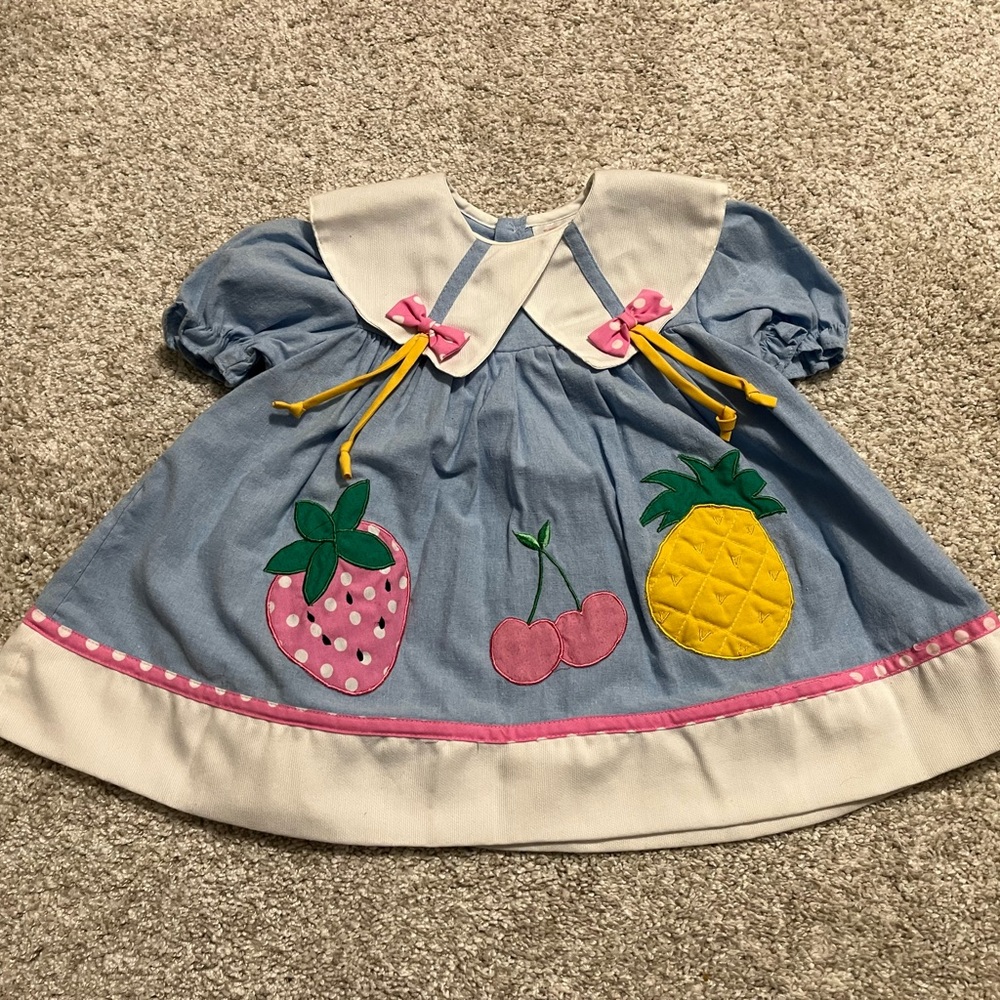 Vintage fruit dress 18M 80s Baby Girl Dress
